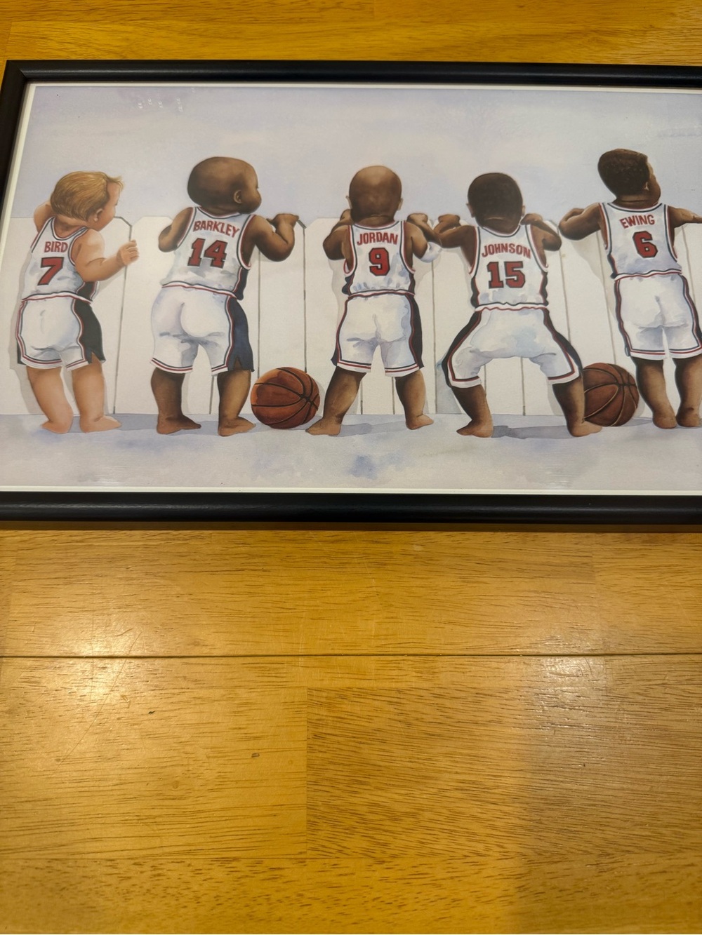 Vintage 1994 Kenneth Gatewood "Baby Dream Team" Framed Art Print